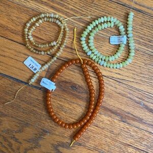 Yellow Opal, Olive Jade, Orange Resin bead strands
